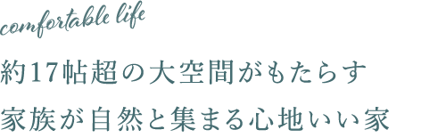 約17帖超の大空間がもたらす家族が自然と集まる心地いい家
