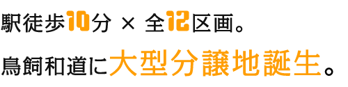 駅徒歩10分×全12区画。鳥飼和道に大型分譲地誕生。