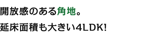 開放感のある角地。延床面積も大きい4LDK!